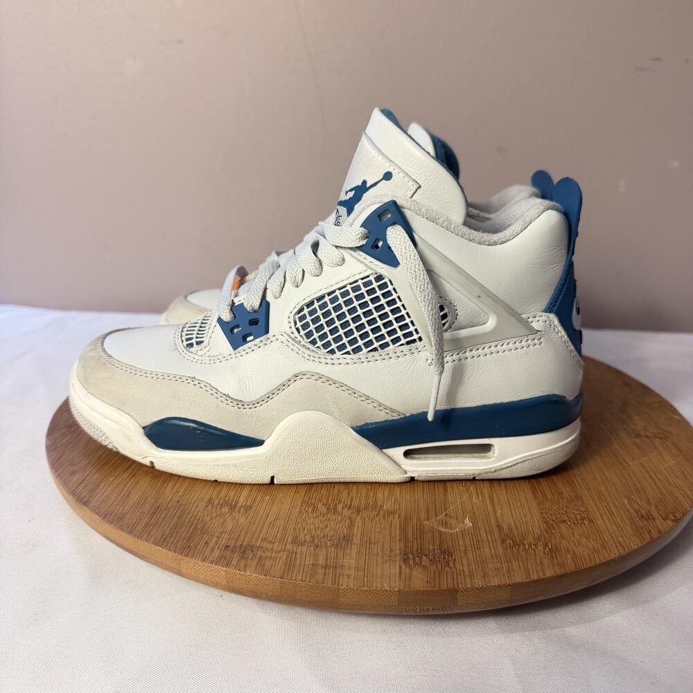 Nike Air Jordan 4 Retro Military Blue White Grey GS Size 4.5Y
